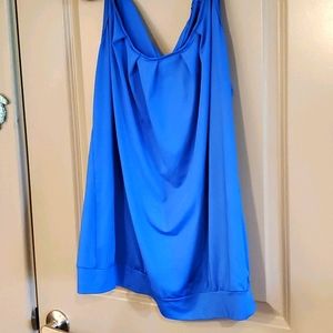 Sleeveless blue blouse